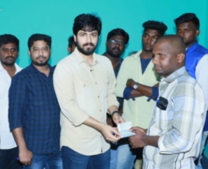 Harish Kalyan paid respect to Martyr Subramanian tomb and handover Rs.1 lakh to his family